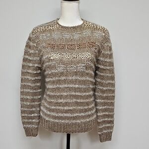 Vtg Tally Ho Wool Blend Sweater With Satin & Chenille Ribbon Detail *READ*
